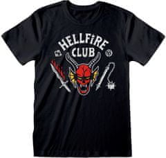 CurePink Pánské tričko Netflix|Stranger Things: Klub Hellfire (L) černá bavlna