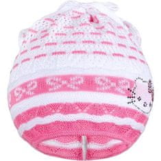 NEW BABY Pletená čepička-šátek kočička růžová, vel. 104 (3-4r)