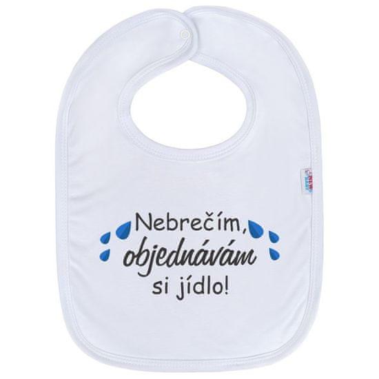 NEW BABY Kojenecký bavlněný bryndák Nebrečím objednávám si jídlo!