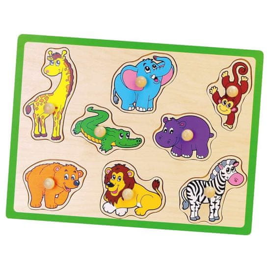 Viga Dětské dřevěné puzzle s úchyty ZOO