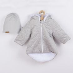 NICOL Zimní kojenecký kabátek s čepičkou Nicol Kids Winter šedý, vel. 68 (4-6m) Šedá