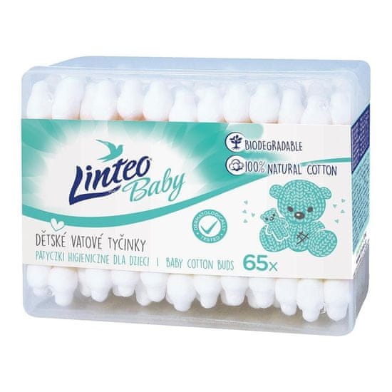 LINTEO Papírové vatové tyčinky 100% natural 65 ks v boxu