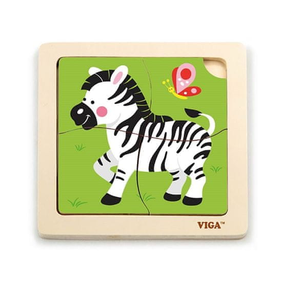 Viga Dřevěné puzzle pro nejmenší 4 ks Zebra