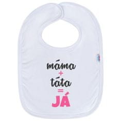 NEW BABY Kojenecký bavlněný bryndák máma+táta=JÁ růžový