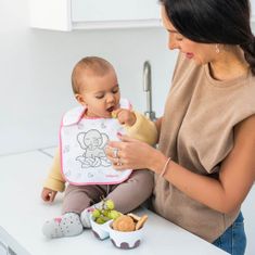 BabyOno Dětská dvoukomorová miska s lžičkou růžová 200 a 150 ml