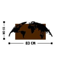 Wallity Nástěnná dřevěná dekorace WORLD MAP hnědá/černá