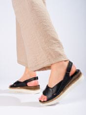 Amiatex Luxusní dámské sandály černé na klínku + Ponožky Gatta Calzino Strech, černé, 37