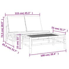 Vidaxl 2dílná zahradní sedací souprava s tmavě šedými poduškami bambus
