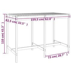 Petromila Zahradní stůl bílý 159,5 x 82,5 x 110 cm masivní borové dřevo