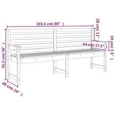 Greatstore Zahradní lavice 203,5 x 48 x 91,5 cm masivní borové dřevo