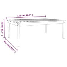 Vidaxl Zahradní stůl bílý 121 x 82,5 x 45 cm masivní borové dřevo