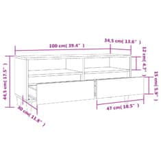 Vidaxl TV skříňka šedá sonoma 100 x 34,5 x 44,5 cm kompozitní dřevo