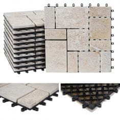 MCW Kamenná dlažba K70, podlahová dlažba balkon/terasa přírodní kámen, 11x po 30x30cm = 1m² ~ bílá