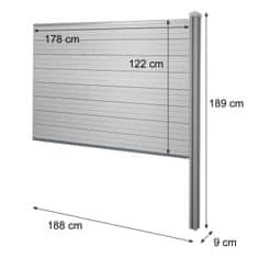 MCW WPC zástěna Sarthe, větrný plot, WPC sloupek k zabetonování ~ prodlužovací prvek, 188 cm šedý