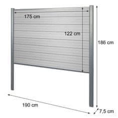 MCW WPC zástěna Sarthe, větrný plot, hliníkový sloupek pro zabudování do betonu ~ základní prvek, 190 cm hnědý