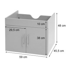 MCW Vanity unit D16, umyvadlová skříňka, umyvadlová skříňka koupelnový nábytek, MVG vysoký lesk 60cm ~ bílá