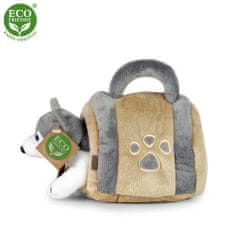 Rappa Plyšový pes husky 13 cm s přepravkou ECO-FRIENDLY