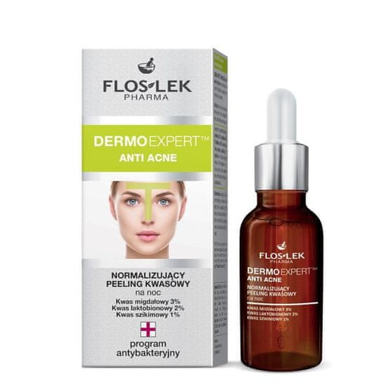 OEM Floslek Pharma Dermo Expert Normalizující kyselý peeling proti akné na noc 30 ml