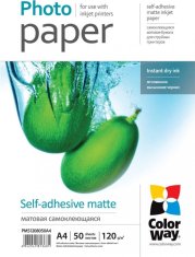 ColorWay fotopapír/ samolepící/ matte 120g/m2, A4/ 50 kusů