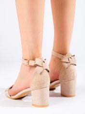Amiatex Pohodlné dámské sandály hnědé na širokém podpatku, odstíny hnědé a béžové, 38