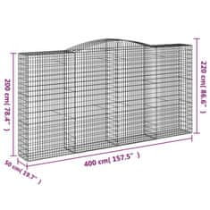 Vidaxl Klenuté gabionové koše 6 ks 400x50x200/220cm pozinkované železo