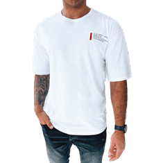 Dstreet Pánské tričko s potiskem LIST bílé rx5302 XL