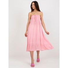 Factoryprice Dámské šaty s volánem a vázáním midi LAMA světle růžové GL-SK-827.17P_398484 L-XL