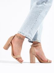 Amiatex Trendy hnědé dámské sandály na širokém podpatku, odstíny hnědé a béžové, 40