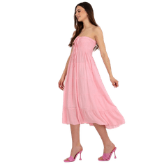 Factoryprice Dámské šaty s volánem a vázáním midi LAMA světle růžové GL-SK-827.17P_398484 L-XL