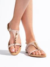 Amiatex Praktické dámské sandály růžové bez podpatku, odstíny růžové, 37