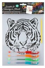 Vyškrabávací obrázek s gelovými pery - Tygr