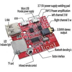 HADEX Bluetooth 4.1, přehrávač MP3+zesilovač 2x3W s D.O., modul HW-772