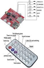 HADEX Bluetooth 4.1, přehrávač MP3+zesilovač 2x3W s D.O., modul HW-772