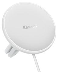 BASEUS CW01 magnetický držák do auta s bezdrátovým nabíjením (do ventilační mřížky) s USB-A nabíjecím adaptérem 15W+25W bílá, SUCX040002