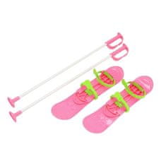 Baby Mix Dětské lyže s vázáním a holemi BIG FOOT 42 cm růžové
