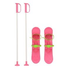 Baby Mix Dětské lyže s vázáním a holemi BIG FOOT 42 cm růžové