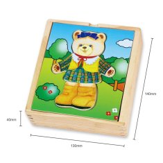 Viga Dřevěné oblékací puzzle Medvídek
