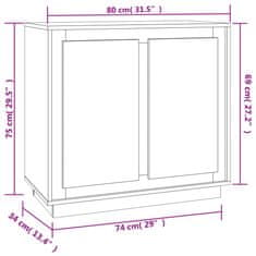 Vidaxl Příborník bílý s vysokým leskem 80x34x75 cm kompozitní dřevo