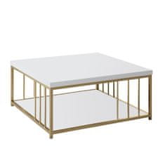 Hanah Home Konferenční stolek Zenn - White, Gold, Bílá, Zlatá