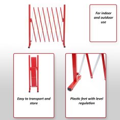 MCW Bariérová mříž B34, nůžková ochranná mříž plotu roztažitelná, hliníková červeno-bílá ~ výška 103 cm, šířka 28-200 cm