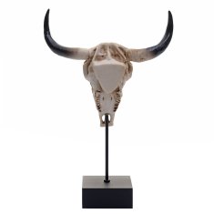 MCW Dekorativní stojící figurka kravská lebka D30, hlava býka hlava býka hlava krávy trofej s trivalem, polyresin 47x30x12cm