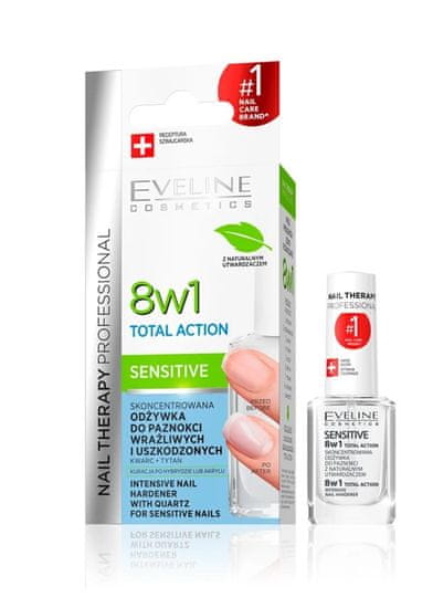 Eveline Nail Therapy Lakier Odżywka Total Action 8W1 Sensitive 12Ml