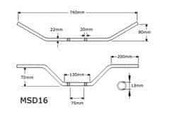 SEFIS MSD16 řídítka 22mm - Barva řidítek : Matná černá