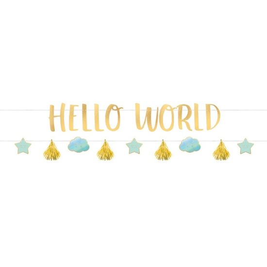 Amscan Girlanda s nápisem Hello World a doplňky 176 cm 2 ks