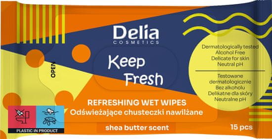 DELIA COSMETICS Osvěžující vlhčené ubrousky Keep Fresh - bambucké máslo 1Op.-15ks