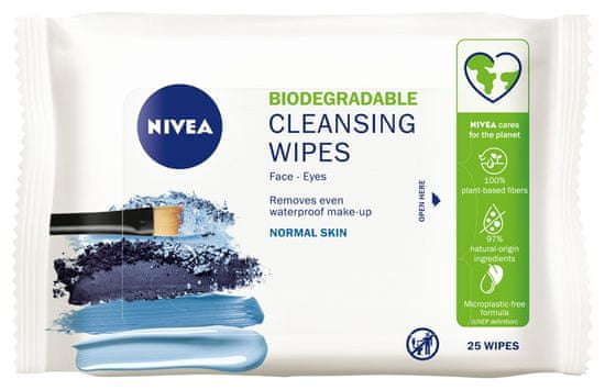 Nivea Biologicky odbouratelné odličovací ubrousky 3W1 pro normální pleť 25ks