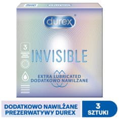 Durex Prezerwatywy Invisible Extra Lubricated 3Szt