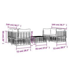 Vidaxl 5dílná zahradní sedací souprava s poduškami antracit polyratan