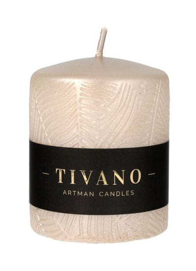 Artman Tivano Dekorativní cylindrická svíčka malý průměr 8 cm šampaňské