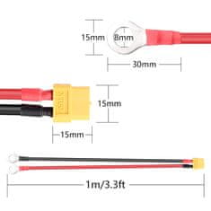 YUNIQUE GREEN-CLEAN XT60 A O Ring Koncový kabel, XT60 samice O Ring konektor kabel, s 1Mt 12AWG křemíkový drát, pro RC Lipo baterie FPV Drone Racing (1Mt)